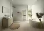 Douche à litalienne avec panneau muraux aracena dans salle de bain moderne