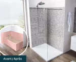 Avant/Après d'un remplacement de baignoire par une douche à l'italienne